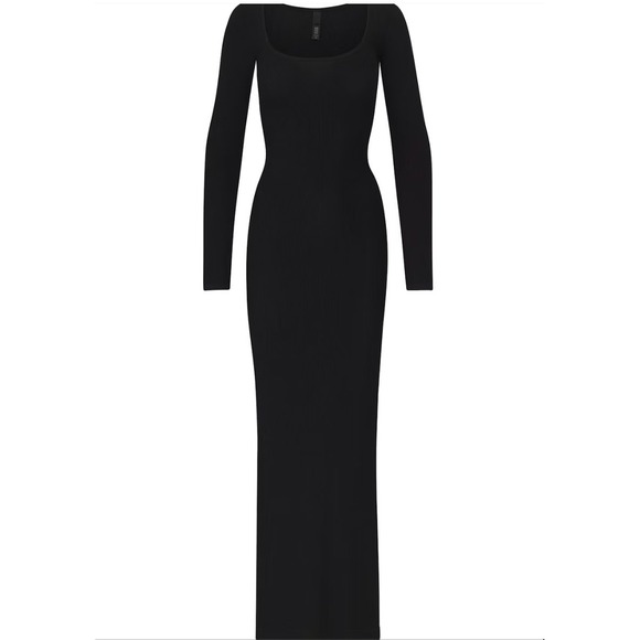 SKIMS Dresses & Skirts - Skims Soft Lounge Long Sleeve Dress AP-DRS-1701 Onyx Large